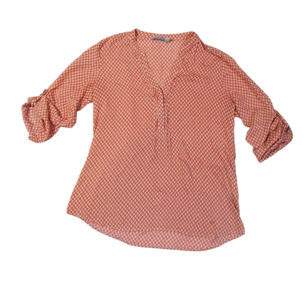 It Hippie Orange Patterned Blouse Sz M